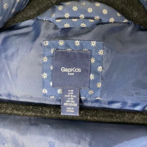 GAP Kids Girls Medium Puffer Vest Full Zip Blue With Silver Snowflakes Accent - Picture 7 of 7